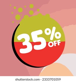 35% off per cent, percentage number in a colored circle, promotion, big sale, colorful background