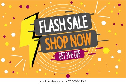 35% off quick sale. discount promotion banner with lightning for stores and sales