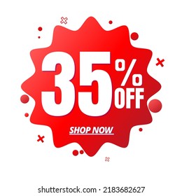 35% off, red online super discount sticker in Vector illustration, with various abstract sale details
