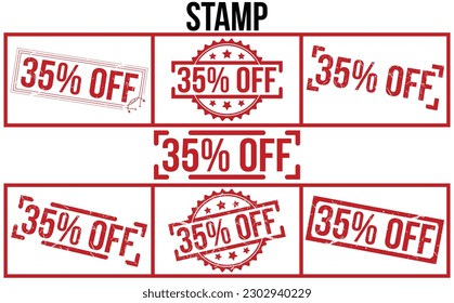 35% de la estampilla roja de goma conjunto de diseño vectorial.