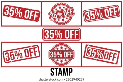35% de la estampilla roja de goma conjunto de diseño vectorial.