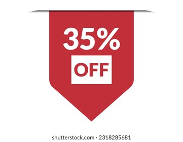 35% de la ilustración de banner vectorial rojo aislado en fondo blanco