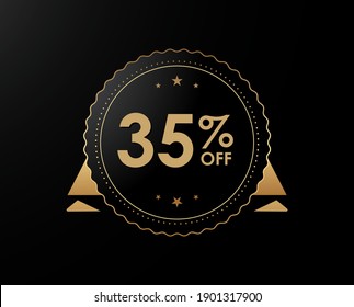 35% OFF Sale Discount Banner, 35 percent off isolated sticker