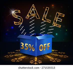 35% off, 35 sale discount hot sale with special offer spring and box - vector EPS10