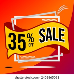35% Off Special Offer With Red Background And Balloon Offer With Black Letters Numbers