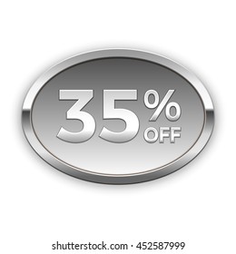 35% off vector badge, silver