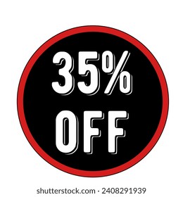 35% off vector image with black background and red outline