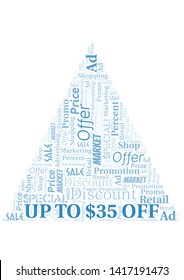 Up To $35 Off word cloud. Wordcloud made with text only.