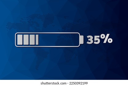 gráfico de 35 por ciento. Icono vectorial infográfico con fondo azul bajo de poli. Elemento para progreso, crecimiento, descarga, negocios, finanzas, diseño web, presentación