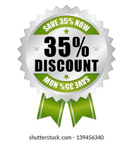 35 percent discount button green