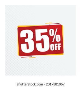 35% de descuento. Etiqueta a usar en promociones y ofertas. Ilustración vectorial.