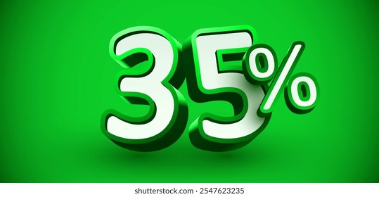 35 percent Off. 3d number 35. Sale banner. Vector illustration.