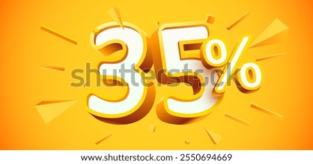 35 percent Off. 3d number 25. Sale banner. Vector illustration.