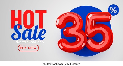 35 percent Off. Discount creative composition. Mega Sale. Vector illustration.