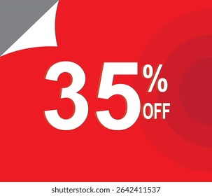 35% de desconto. Desconto para suas vendas. Vermelho e branco. 