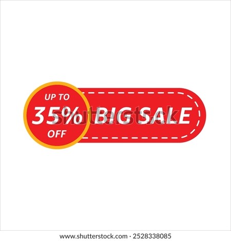Up to 35 percent Off Red Circular Tag with Big SALE Discount