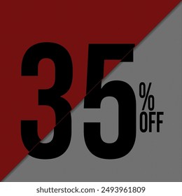 35 percent off, with red and gray noise background