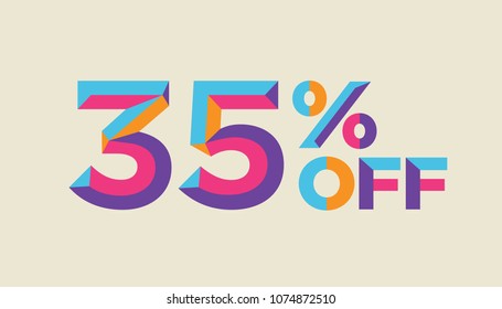 35% percent off, sale background, colorfull polygonal triangle object. Eps10 Vector.