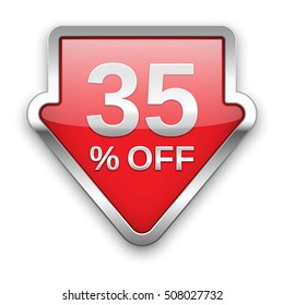 35 percent off vector badge, silver