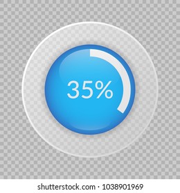 35 percent pie chart on transparent background. Percentage vector infographics. Circle diagram isolated. Business illustration icon for marketing project, finance, financial report, web design