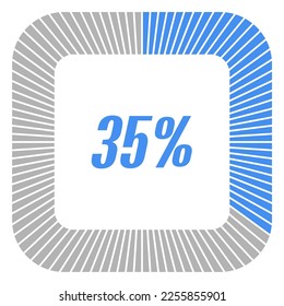 35 percent square shape percentage diagram for infographics,documents or reports. vector.