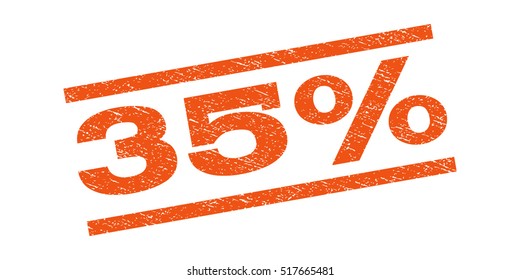 35 Percent watermark stamp. Text caption between parallel lines with grunge design style. Rubber seal stamp with scratched texture. Vector color ink imprint on a white background.