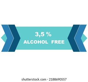 3,5% percentage alcohol free fantastic rectangle shape design element vector illustration for label promo sign isolated on white background with fantastic font and blue color 