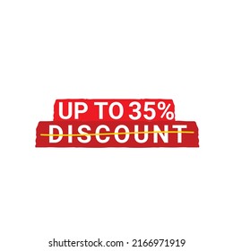 Up to 35% percentage off Sale. Discount offer price sign