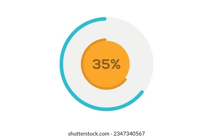 35% pie chart template, pie chart 35% vector, pie chart illustration