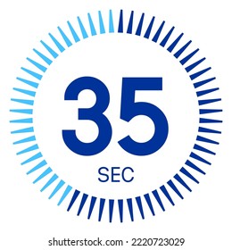 35 segundos,concepto de tiempo,icono del temporizador,ilustración vectorial,diagrama circular de tiempo.
