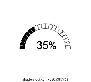 35% semicircle percentage diagrams, 35 Percentage ready to use for web design, infographic or business.