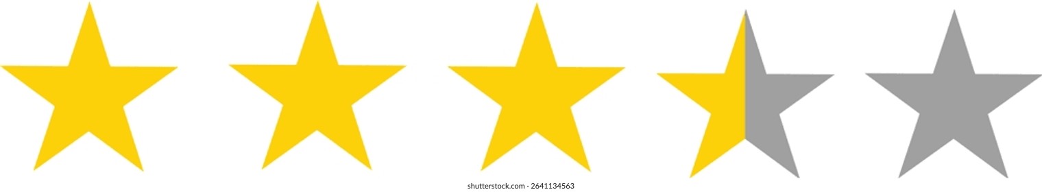 3.5 star review icon vector