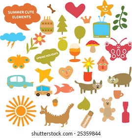 35 summer cute vector symbols
