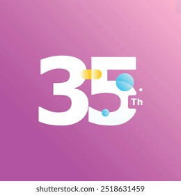 35 Th Fun Number Anniversary Celebration Design Illustration Collection