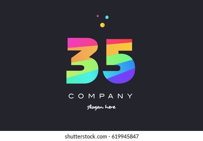 35 thirty five creative color green orange blue magenta pink number digit company logo vector icon spectrum