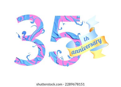 35 (treinta y cinco) años de aniversario. Dígito de pintura del vector