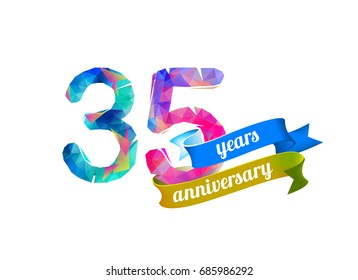 35 (thirty five) years anniversary. Vector triangular digits
