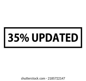 35 % Aktualisiertes Symbol Etikett und Zeichen.perfekte Schriftart und schwarze Farbe einzeln auf weißem Hintergrund für Briefmarken und andere
