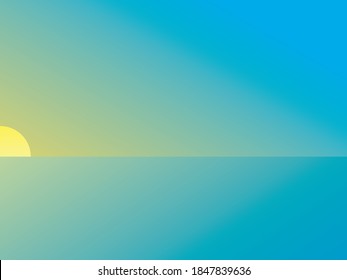 
35. Vector art poster with minimalistic concept. A simple image of sunrise at sea. Graphic image with gradients. Illustration is great for notebook or book cover, web banner with creation atmosphere.