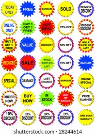 35 vector sale labels or stickers.