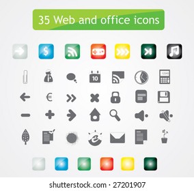 35 web and office icons. Vector.