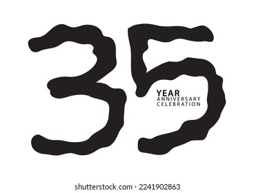 35 year anniversary celebration black color logotype vector, 35 number design, 35th Birthday invitation, logo number design vector illustration, graphic element, calligraphy font, typography logo