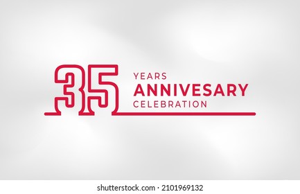 35 Year Anniversary Celebration Linked Logotype Outline Number Red Color for Celebration Event, Wedding, Greeting card, and Invitation Isolated on White Texture Background