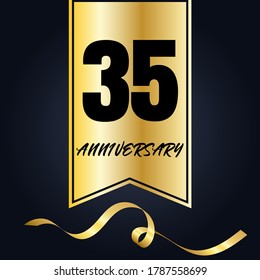 Celebración del aniversario de 35 años, diseño vectorial para celebraciones, tarjetas de invitación y tarjetas de felicitación