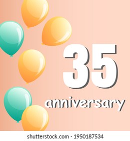 Celebración del aniversario de 35 años, diseño vectorial para celebraciones, tarjetas de invitación y tarjetas de felicitación