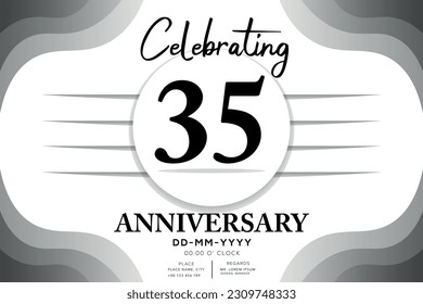 35 year anniversary flat black color logotype style with hand lettering on white background