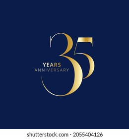35 Year Anniversary Logo, Golden Color, Vector Template Design element for birthday, invitation, wedding, jubilee and greeting card illustration.