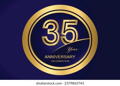 35 Year Anniversary Logo, Golden Color, Vector Template Design element for birthday, invitation, wedding, jubilee and greeting card illustration.