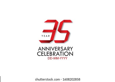35 year anniversary, Red Dark Contour color with Speedy Design minimalist logo vector illustration on white background - Vector