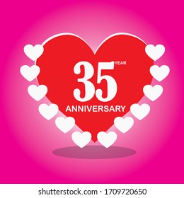 35 year anniversary, vector design with love for celebrations, invitation cards and greeting cards